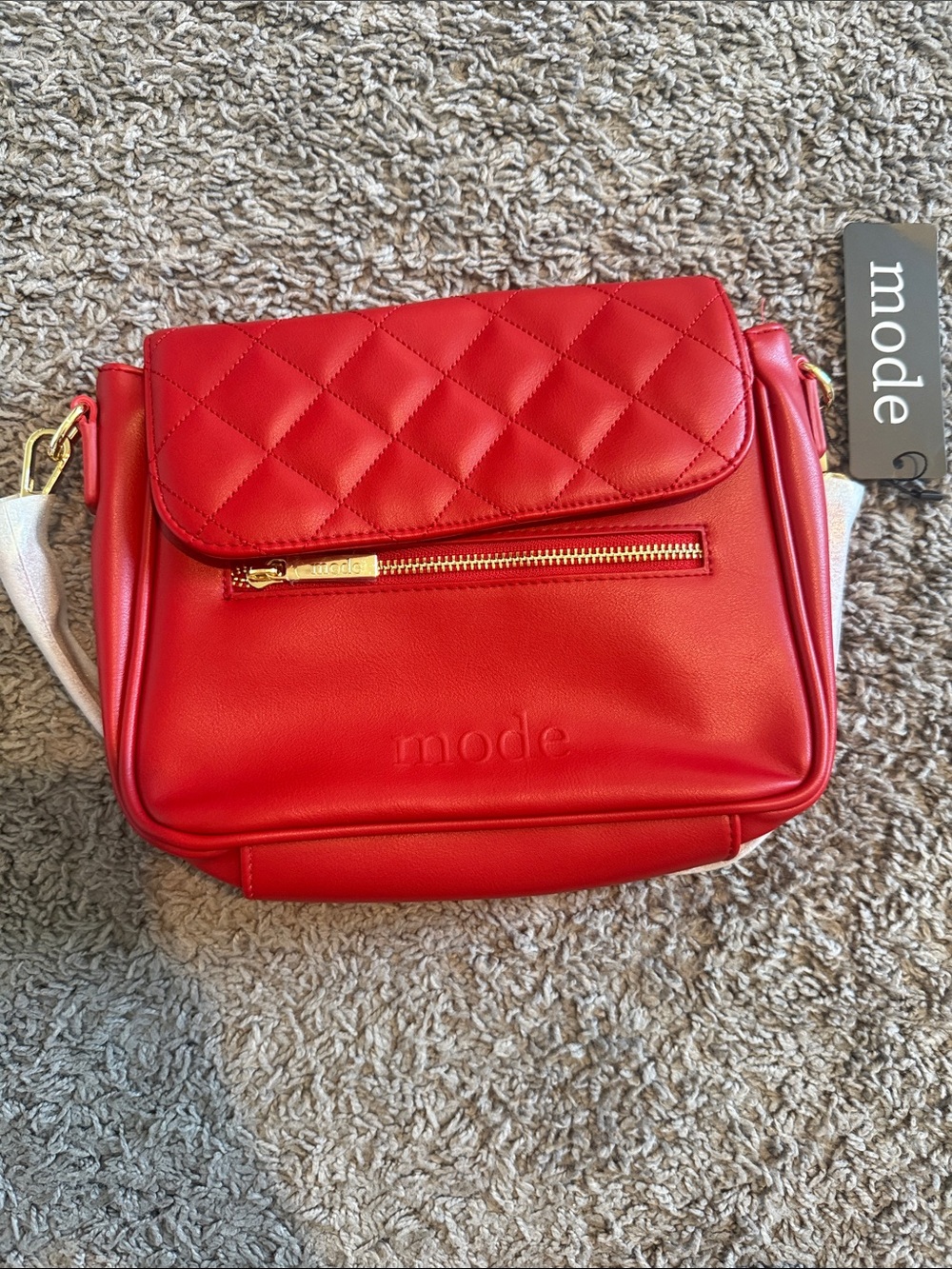 Mode Quilted Flap Crossbody Bag in Red